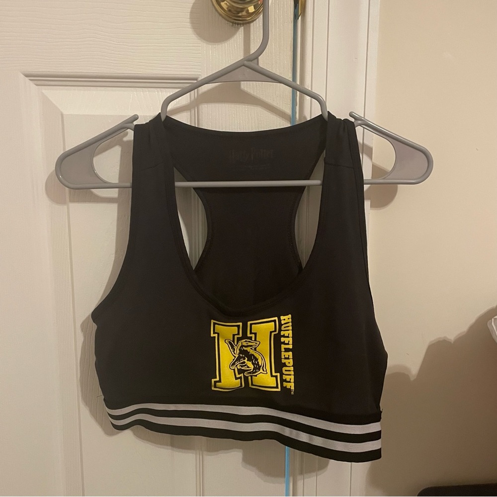 Harry Potter Hufflepuff Low-Impact Sports Bra black yellow medium